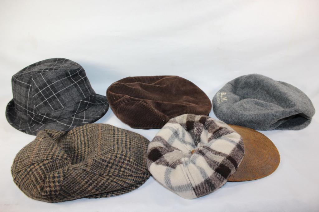 5 VINTAGE HATS COLLECTION.: STETSON, B.U.M., DPG, GENUINE LEATHER HAT. AS PICTURED.