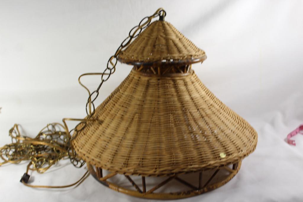 Vintage WICKER HANGING LAMP (1 of 3)