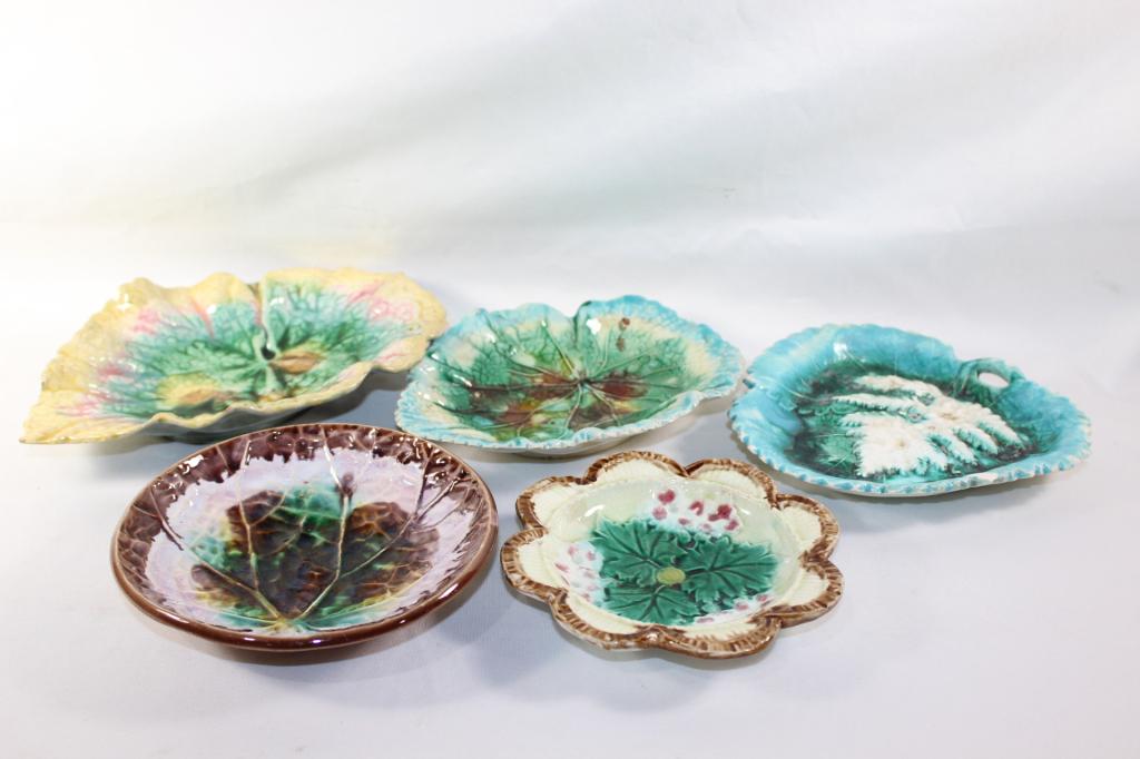 5 PC. PLATE/TRAY LOT, MAJOLICA, ETC. (1 of 7)