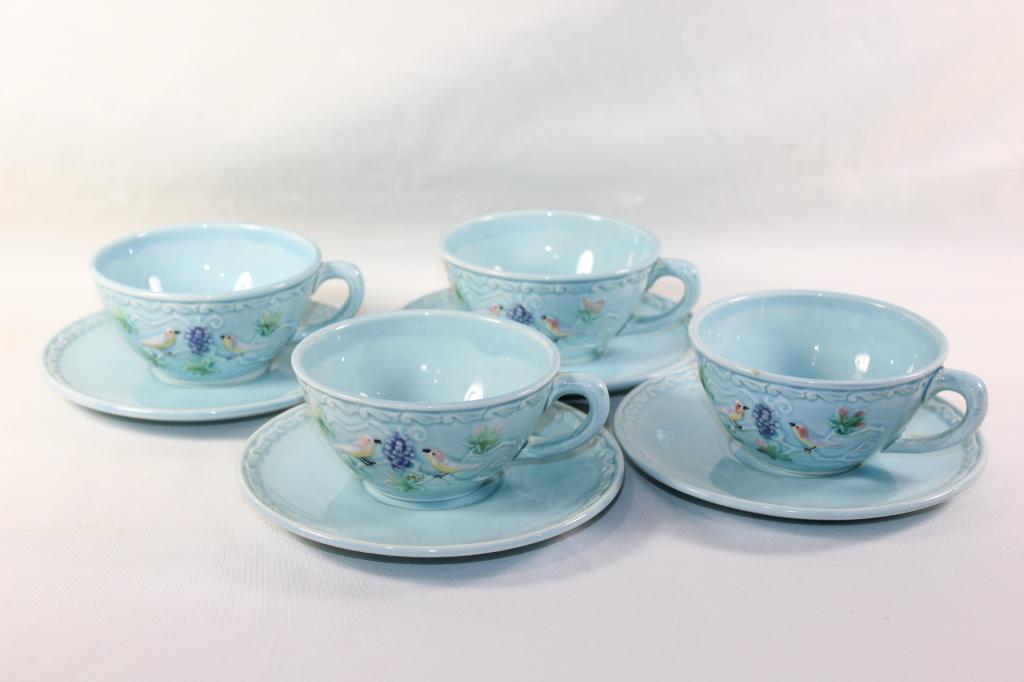 8 PC. GERMAN MAJOLICA TEA CUPS & SAUCERS (1 of 4)