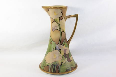 HAND PAINTED NIPPON CALLA LILY PITCHER: MEASURES APPROX. 10 BY 6 INCHES. AS PICTURED