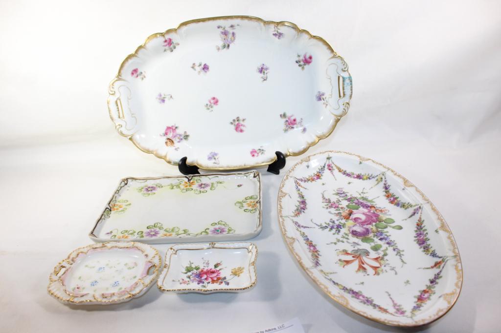 5 PC. FLORAL CHINA LOT-ROYAL DERBY, LIMOGES, ETC (1 of 11)