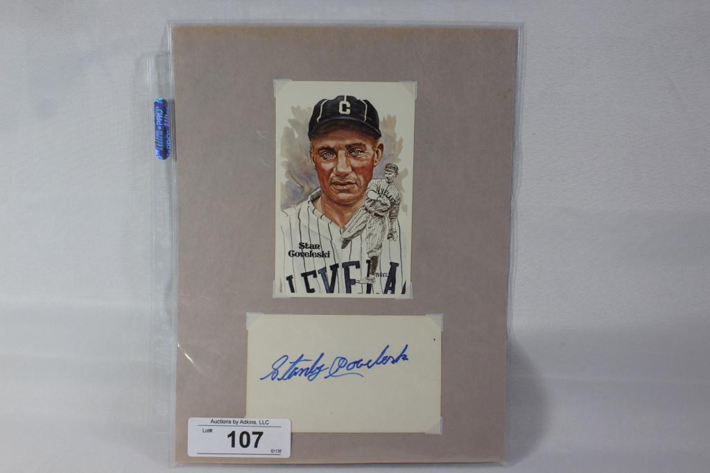 POSTCARD OF STAN COVELESKI & SIGNATURE: NO COA, AS PICTURED *unable to validate authentication based on available information