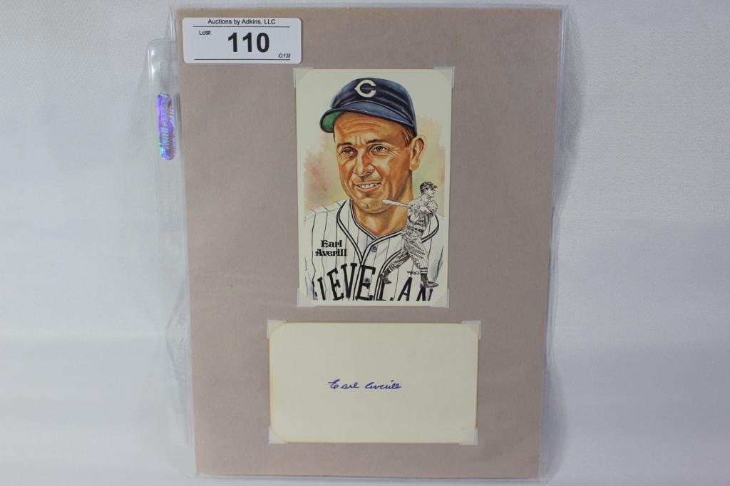 POSTCARD OF EARL AVERILL & SIGNATURE: NO COA, AS PICTURED *unable to validate authentication based on available information