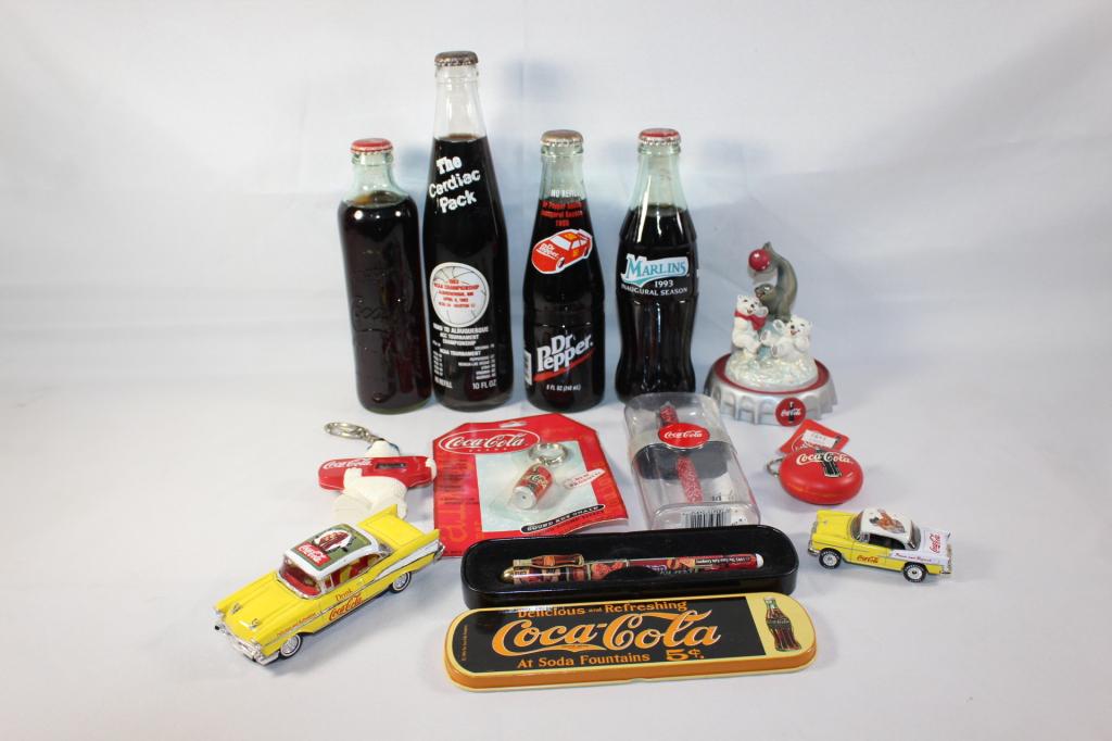 VINTAGE COCA-COLA PRODUCTS. BOTTLES, KEYCHAINS ETC (1 of 8)