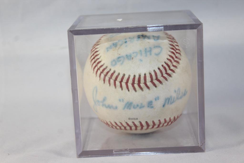 SIGNED BASEBALL JOHN "MULE" MILES, NO COA (1 of 4)