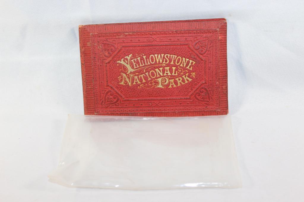 1883 F.JAY HAYNES YELLOWSTONE PARK SOUV. BOOK: SOME PAGES TORN, HAS PROTECTIVE PLASTIC COVERING. AS PICTURED.