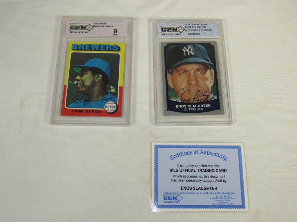 1975 Topps Hank Aaron & Enos Slaughter Cards (1 of 2)