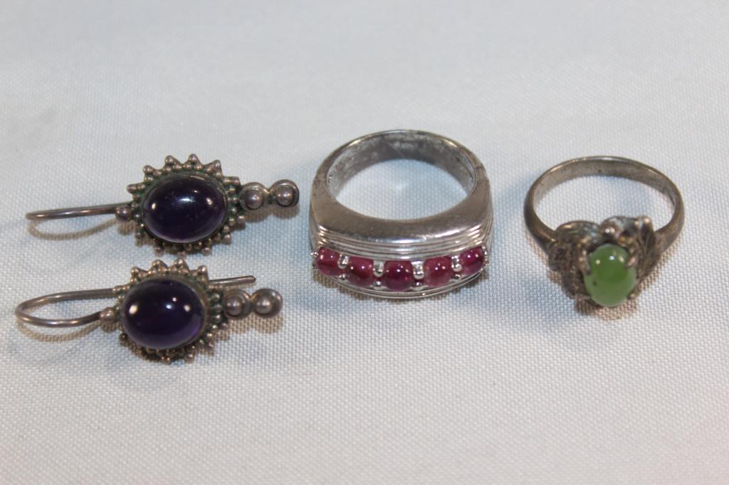 4 PC. 925 STAMPED RINGS & EARRINGS (1 of 1)