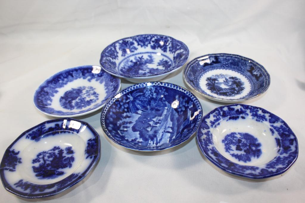 6 PC. FLOW BLUE CHINA LOT- STAFFORDSHIRE, ETC (1 of 9)