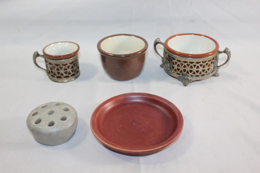 5 PC. MISC. POTTERY LOT-WELLER, ROSEVILLE, ETC. (1 of 9)