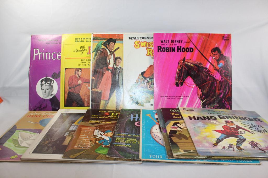 12 PC. VINTAGE DISNEY RECORDS- ROBIN HOOD, ETC. (1 of 5)