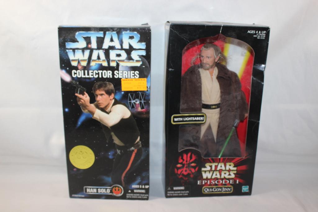 STAR WARS HAN SOLO & QUI-GON JINN DOLLS: AS PICTURED