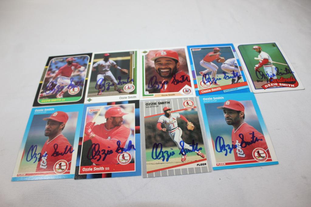 9 SIGNED OZZIE SMITH BASEBALL CARDS (1 of 8)