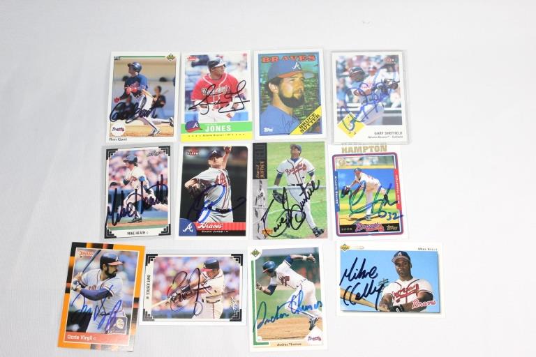 12 Signed Atlanta Brave Baseball Cards (1 of 5)