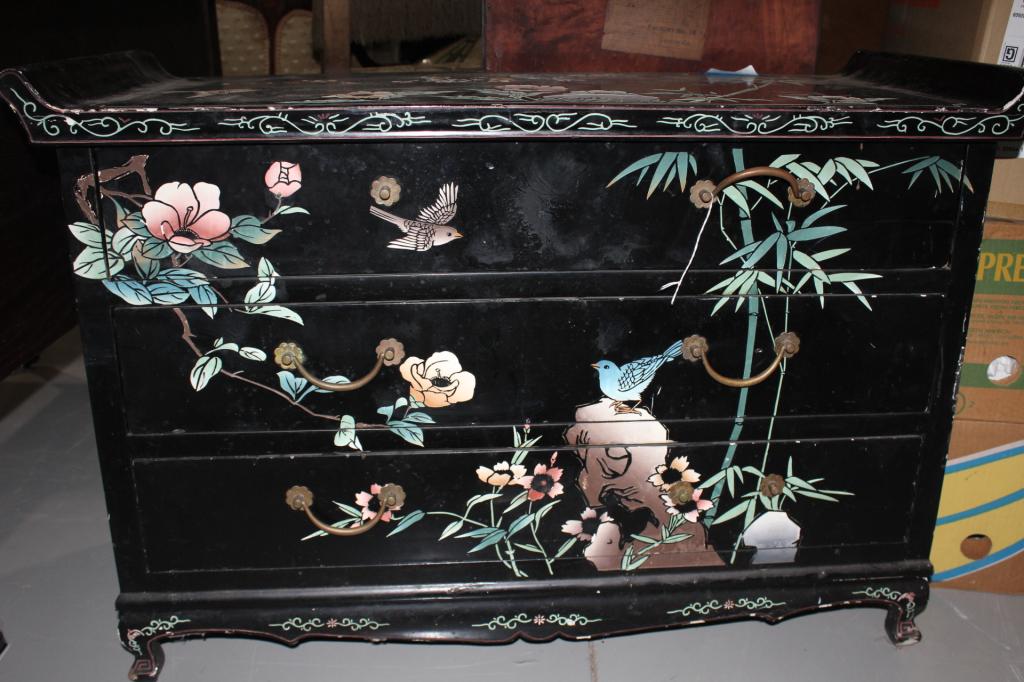 AJ- BRIDE'S CHEST BLACK W/ FLORAL PATTERN (1 of 2)