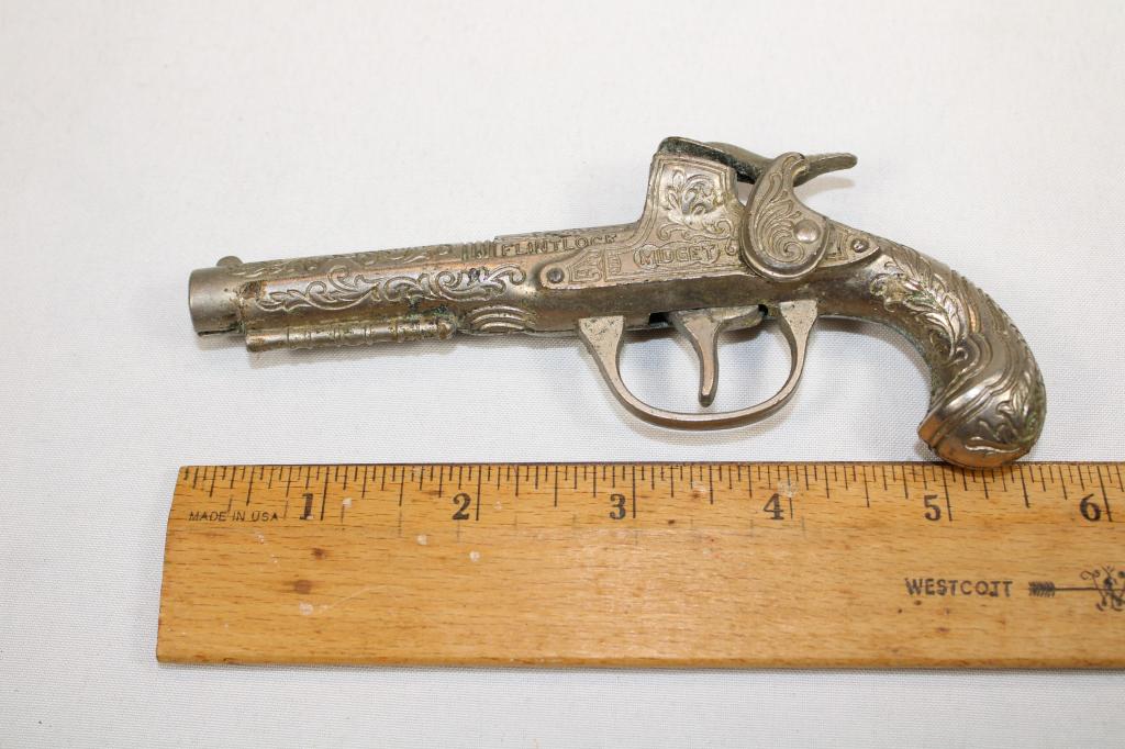 Hubley Flintlock Midget Cap Gun: Marked Hubley, Made in USA, Flintlock Midget