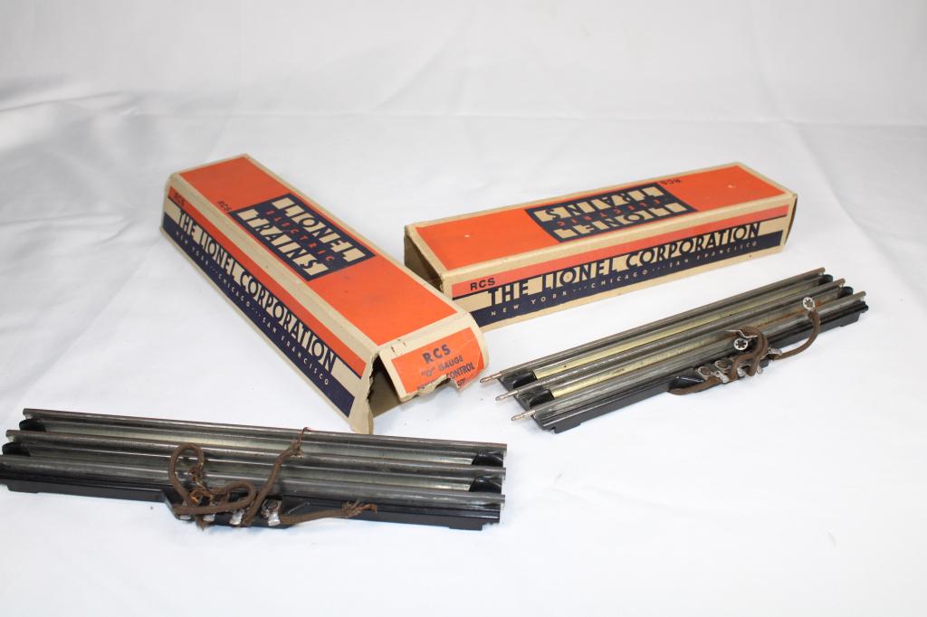 Lionel Pair of O Gauge Remote Track w/ box: pair with box as pictured, boxes have condition issues