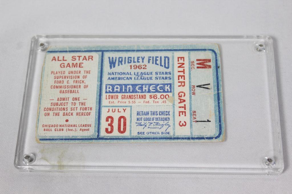1962 All Star Game Ticket Stub Wrigley Field (1 of 3)