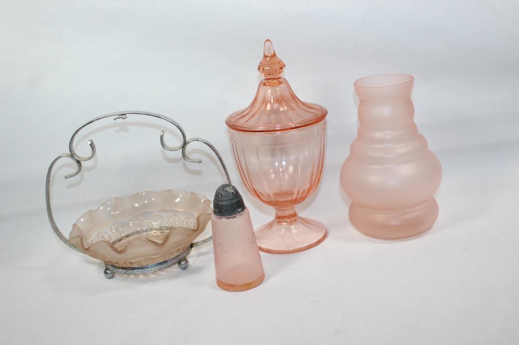 4 PC Pink Depression Glass Lot (1 of 5)