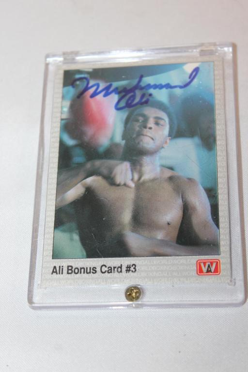 1991 Ali Bonus Card #3 Signed: UNABLE TO VALIDATE AUTHENTICATION BASED ON AVAILABLE INFORMATION.