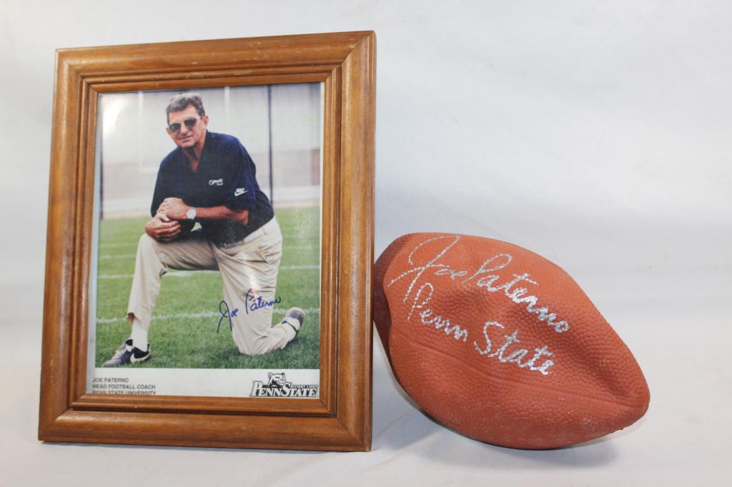 2 PC Signed Joe Paterno Football & Picture- no coa (1 of 4)
