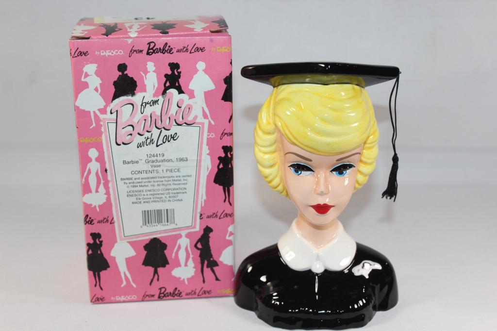 FROM BARBIE WITH LOVE GRADUATION DAY VASE: IN THE BOX. AS PICTURED