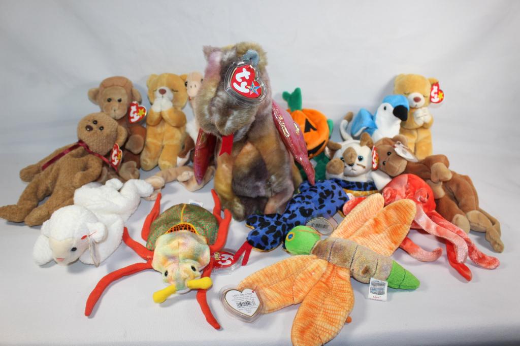 15 PC TY BEANIE BABIES LOT DRAGON, PUMPKIN ETC (1 of 6)