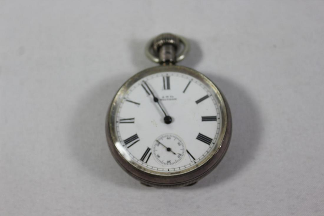 AMERICAN WATCH CO. WALTHAM POCKET WATCH: OPEN FACE TYPE W/ HINGE BACK. AS PICTURED