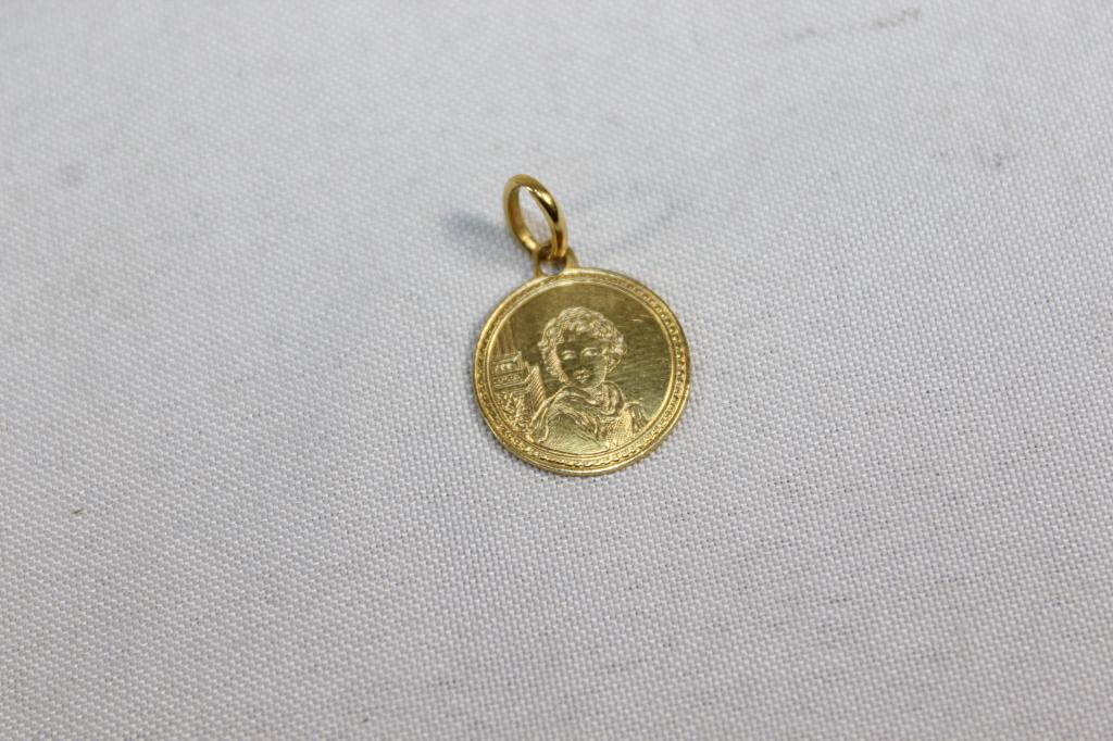 18K YELLOW GOLD PENDANT- 4 GRAMS: MARKED 750 AS PICTURED