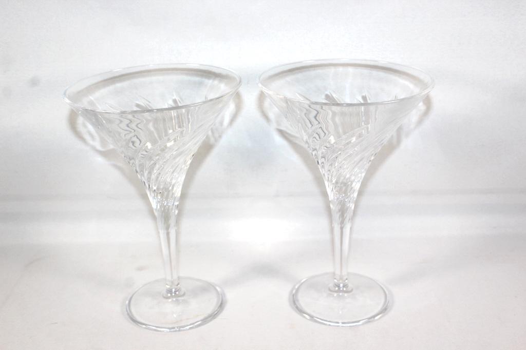PAIR OF CRYSTAL MARTINI GLASSES: AS PICTURED