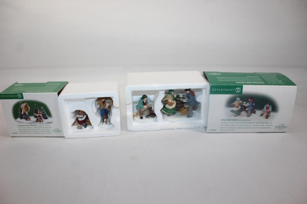 2 PC. DEPARTMENT 56 FIGURINES- OPEN WIDE, ETC: EUC DEPT 56 DICKENS VILLAGE A TREASURE FROM THE SEA SET/2 58461 ACCESSORY W BOX- GUYS HAND AND CATS HEAD IS BROKEN DEPT 56 DICKENS VILLAGE A GOOD DAY'S CATCH SET OF 2 58420 ACCESSORIES CHRISTMAS