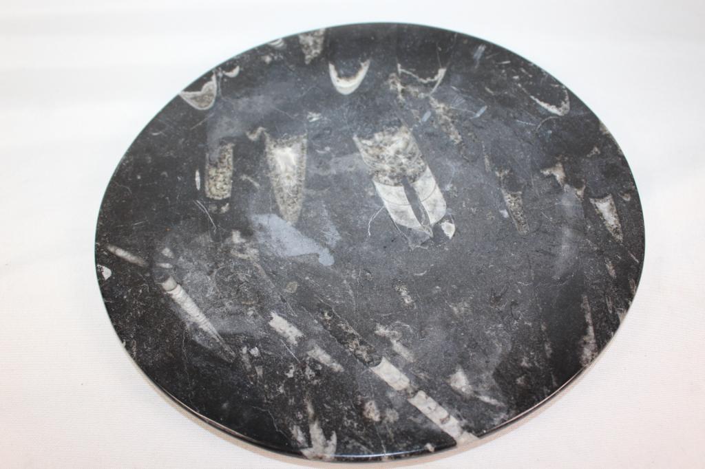 CARVED FOSSILIZED STONE PLATE (1 of 2)