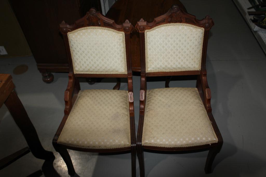 2 PR CREAM COLORED ANTIQUE CHAIRS (1 of 5)