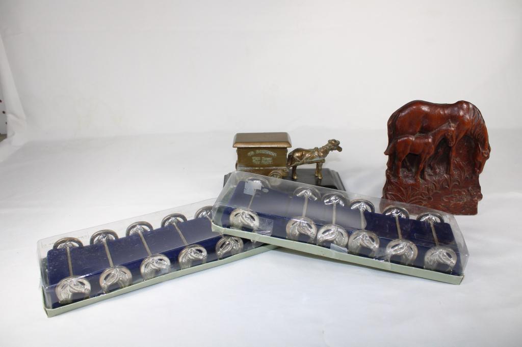 Lot of Horse Decor - Bookend, Metal Statue, etc (1 of 5)