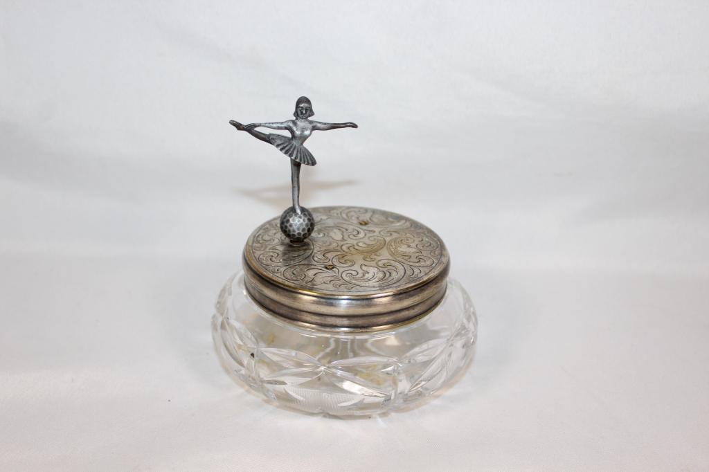 Vintage Ballerina Music Box Powder Puff Dish (1 of 6)