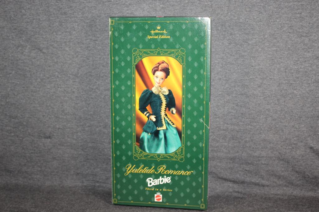 HALLMARK YULETIDE ROMANCE BARBIE: NEW IN BOX. BOX HAS SOME DAMAGE, DOLL'S LIP PAINT IS CHIPPING. AS PICTURED