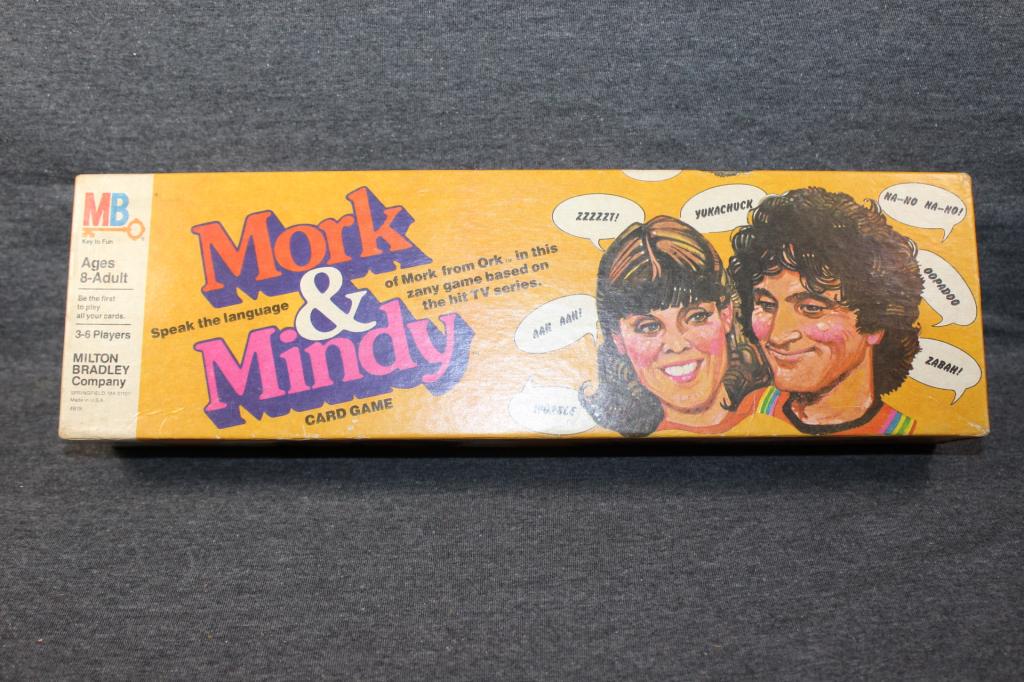 VINTAGE MORK AND MINDY CARD GAME OPEN BOX: UNKNOWN IF ALL PIECES ARE INCLUDED, AS PICTURED
