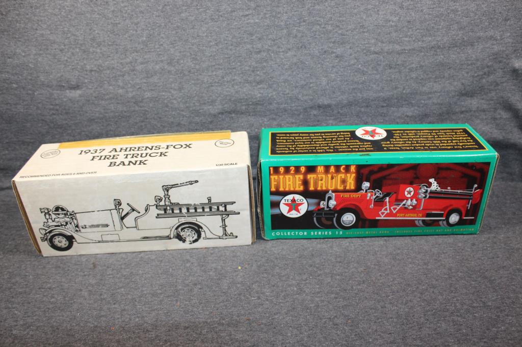 2 PC. ERTL FIRE TRUCK COIN BANK LOT (1 of 3)