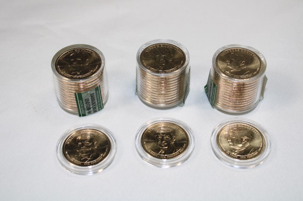 3 rolls Uncirculated $1 President Dollar (1 of 2)