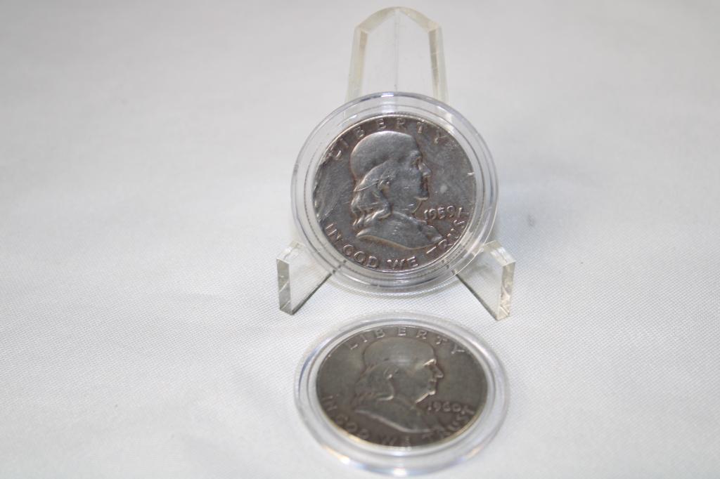 Pair of Benjamin Franklin Half Dollars (1 of 5)