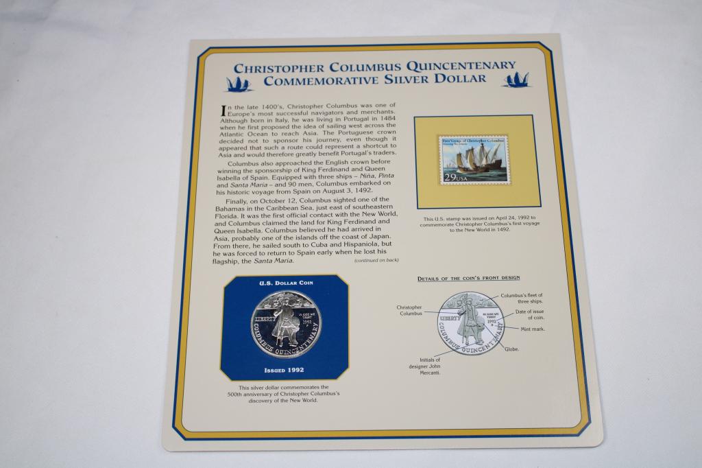 1992 Silver Dollar, Stamp & History Sheet (1 of 4)