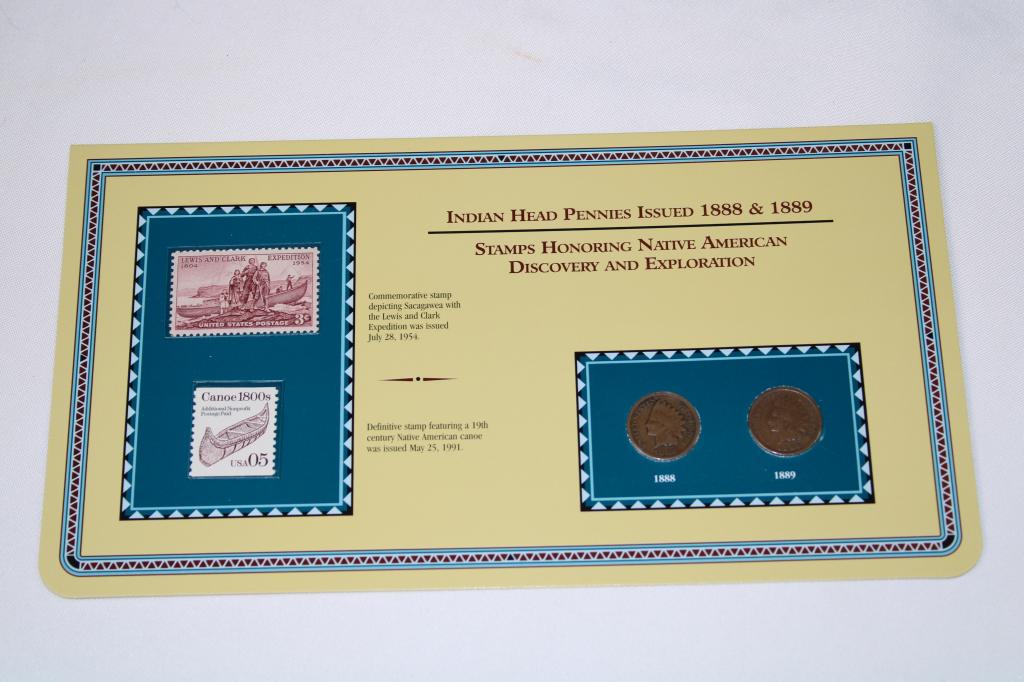 Indian Head Pennies 1888 & 1889; Plus Stamps (1 of 2)