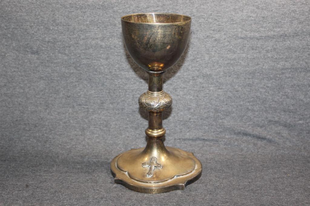 ANTIQUE STERLING RELIGIOUS CHALICE/GOBLET (1 of 6)