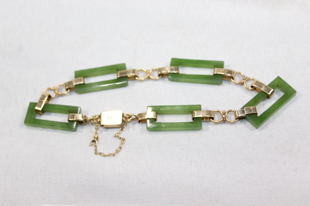 14K YELLOW GOLD & JADE BRACELET (1 of 2)
