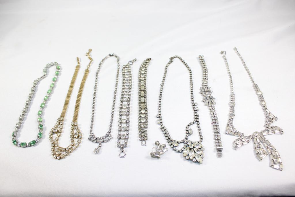 9 PC. RHINESTONE FASHION JEWELRY LOT (1 of 5)
