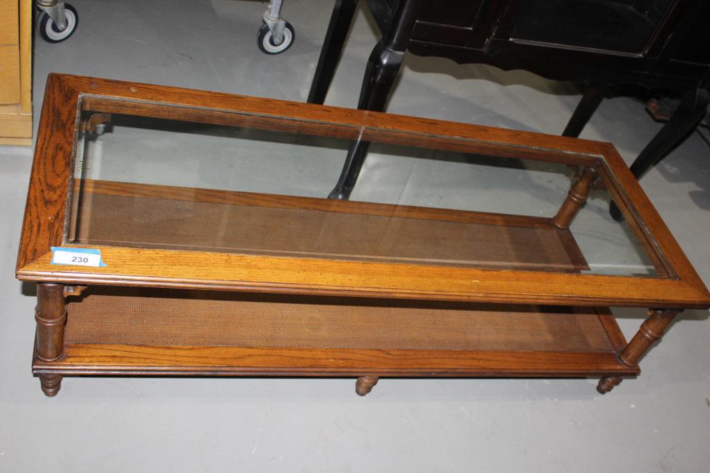 LONG RECTANGULAR GLASS TOP COFFEE TABLE (1 of 2)