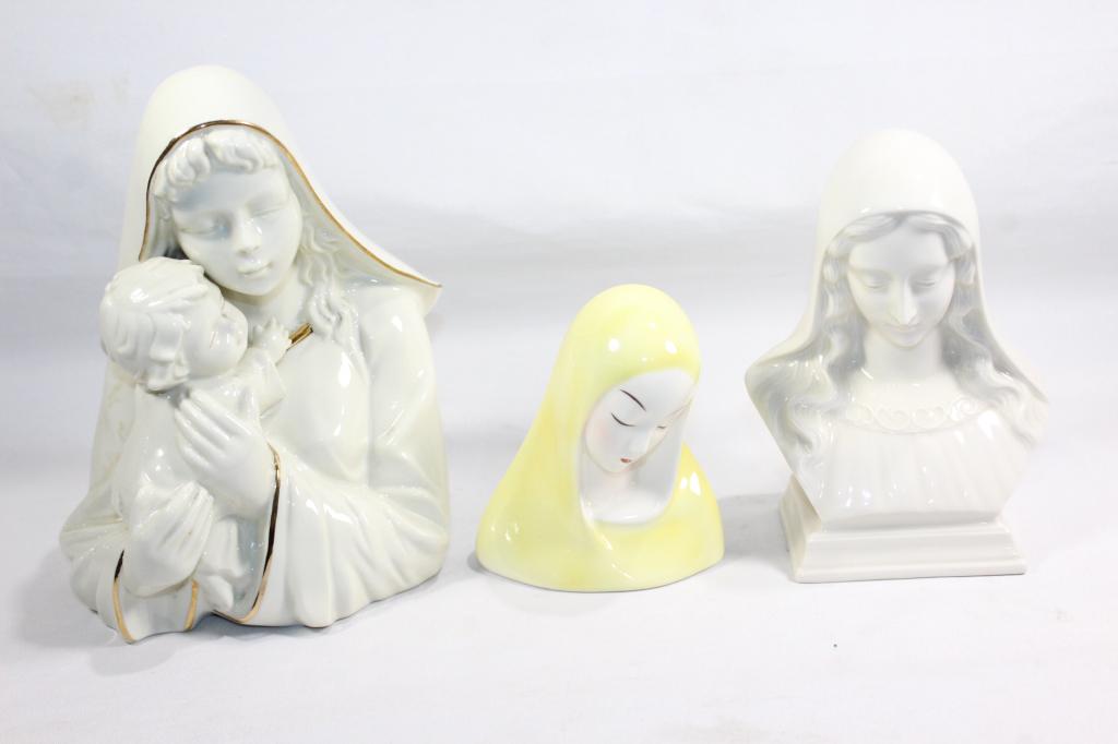 3 PC. PORCELAIN MADONNA/MOTHER MARY FIGURINES (1 of 7)