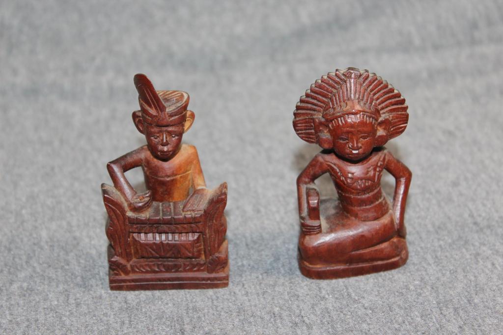 2 PC. HAND CARVED INDONESIAN FIGURINES (1 of 5)