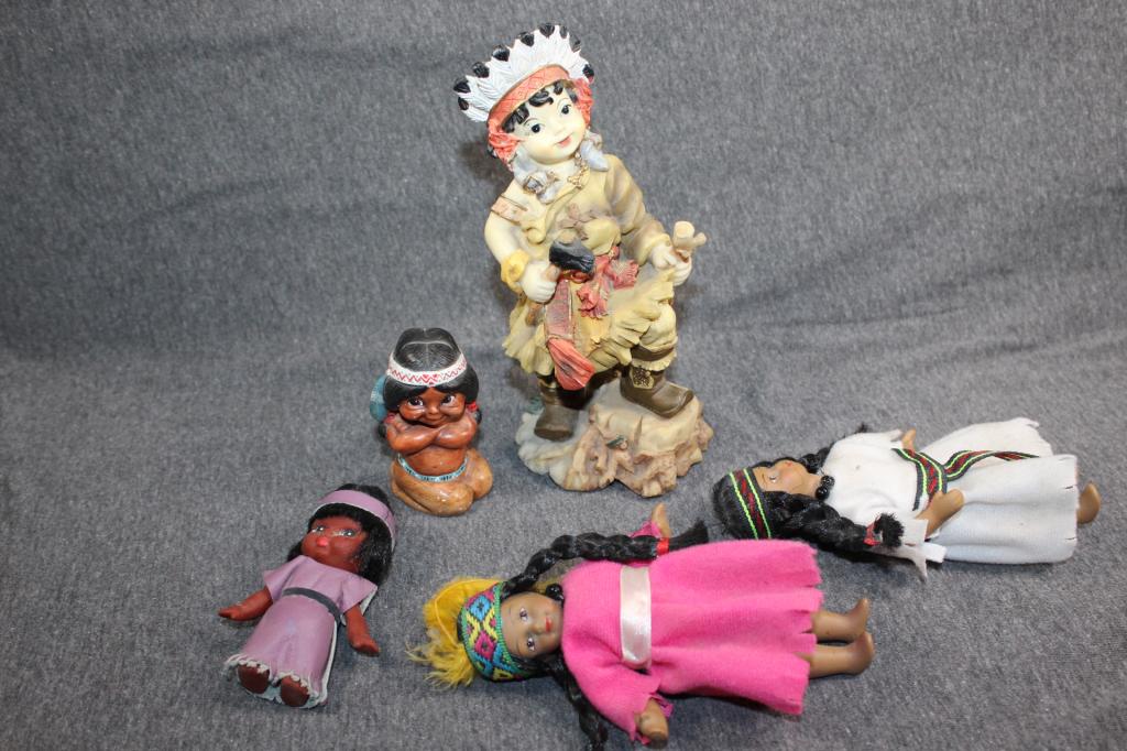 5 PC PORCELAIN INDIAN DOLL/FIGURINE LOT (1 of 6)